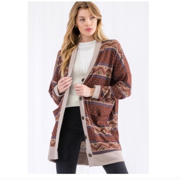 ✨WESTERN/AZTEC PRINT CARDIGAN-NEW - Picture 2 of 6